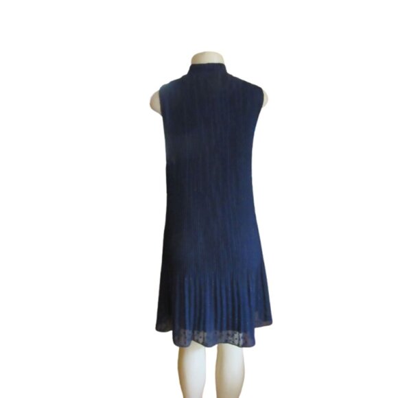 NWT, Nanette Lepore Navy Blue Sleeveless Dress W/ Tie Neck Size 6 - Picture 6 of 8